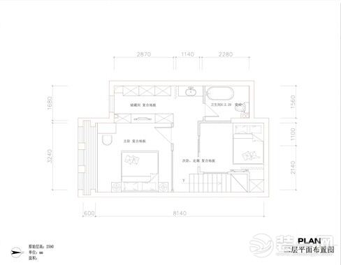 小面积LOFT装修设计案例 日式风格写意生活二层平面布置图